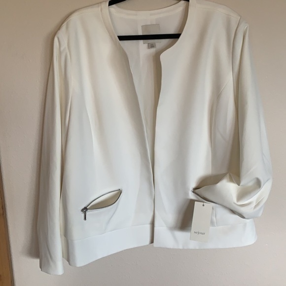 Oversized Blazer Nordstrom Fully Lined cream Blazer Jacket Zipper Pocket… - Picture 1 of 13